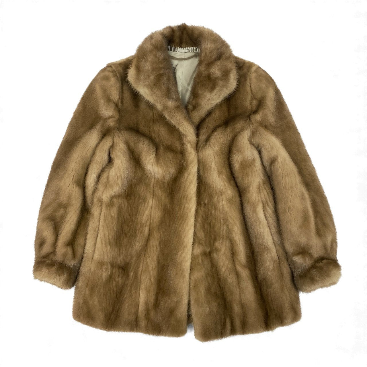 54L4 パステルミンク セミロングコート サイズ9号 茶系 本毛皮 MINK FUR リアルファー ポケット有 毛並み◎t18r