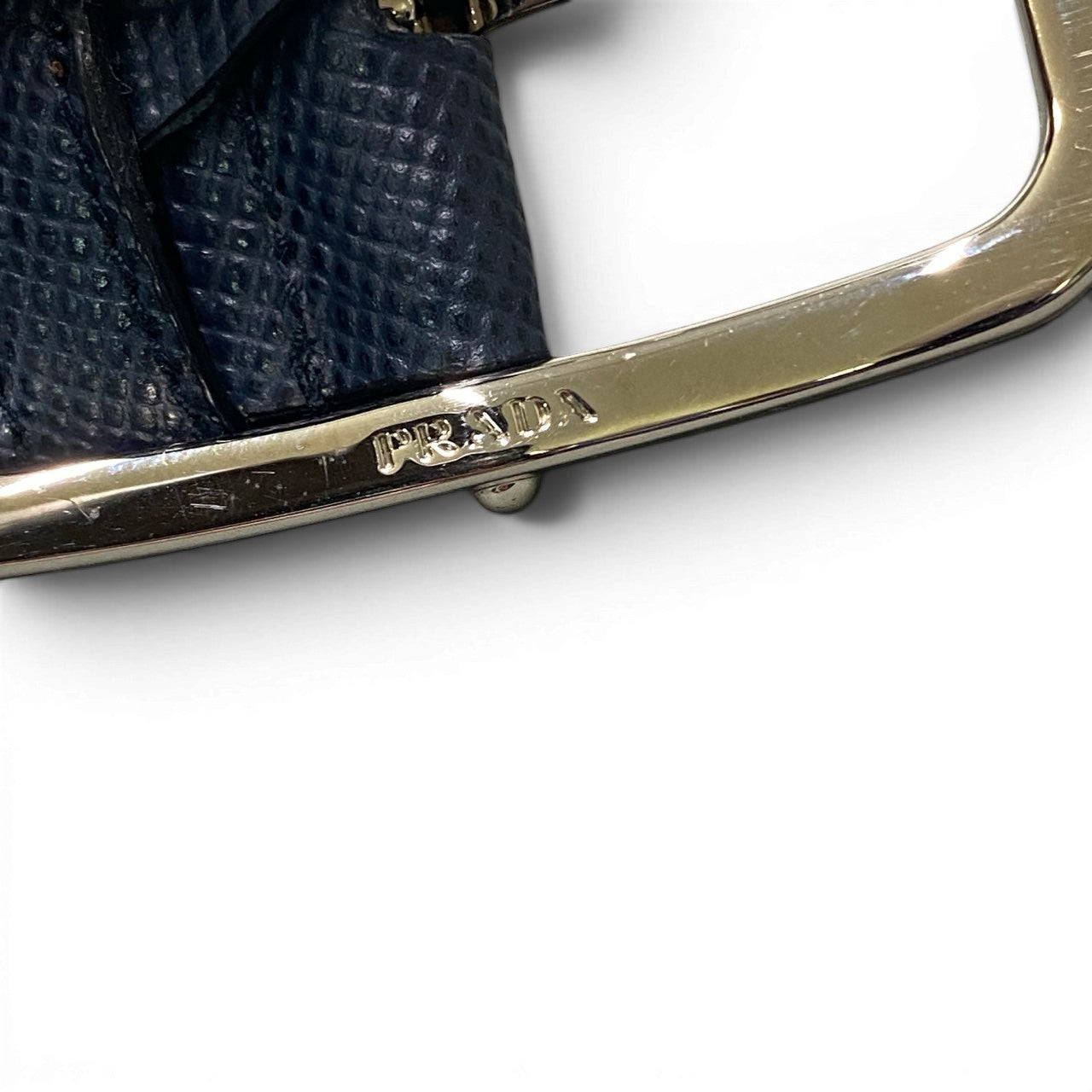 d23 PRADA プラダ サフィアーノ レザーベルト 型押しレザー イタリア製 36/90 ネイビー メンズ 紳士用u02t