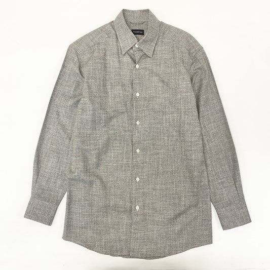 34i18 《極美品》 Ermenegildo Zegna エルメネジルドゼニア 長袖シャツ ドレスシャツ トップス CAMICIA GOMLEX サイズS グレー コットン メンズu02t