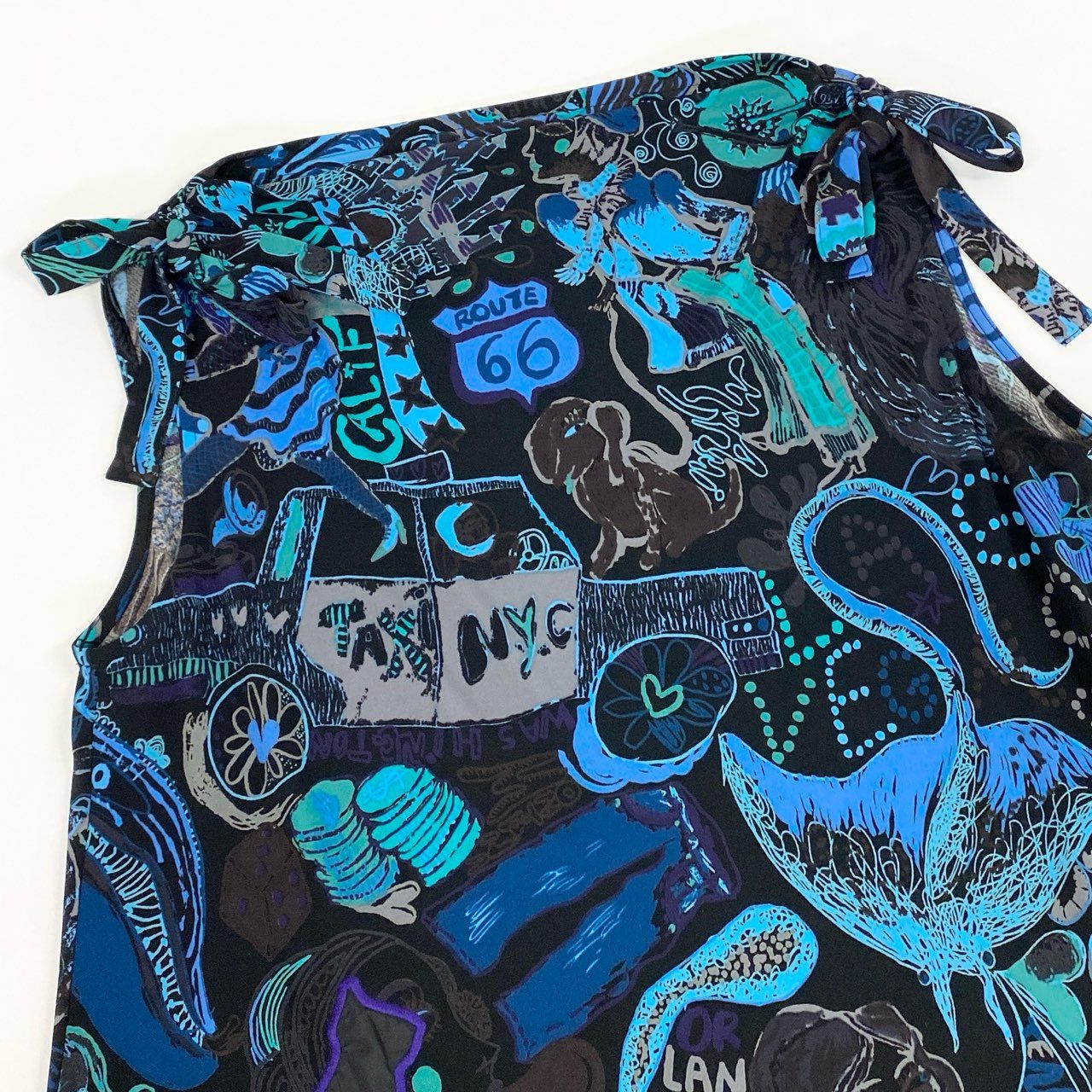 2k19《美品》 TOKUKO 1er VOL トクコプルミエヴォル ノースリーブワンピース ロングワンピース アシンメトリー 総柄プリント 9 ブラック レディースu02t