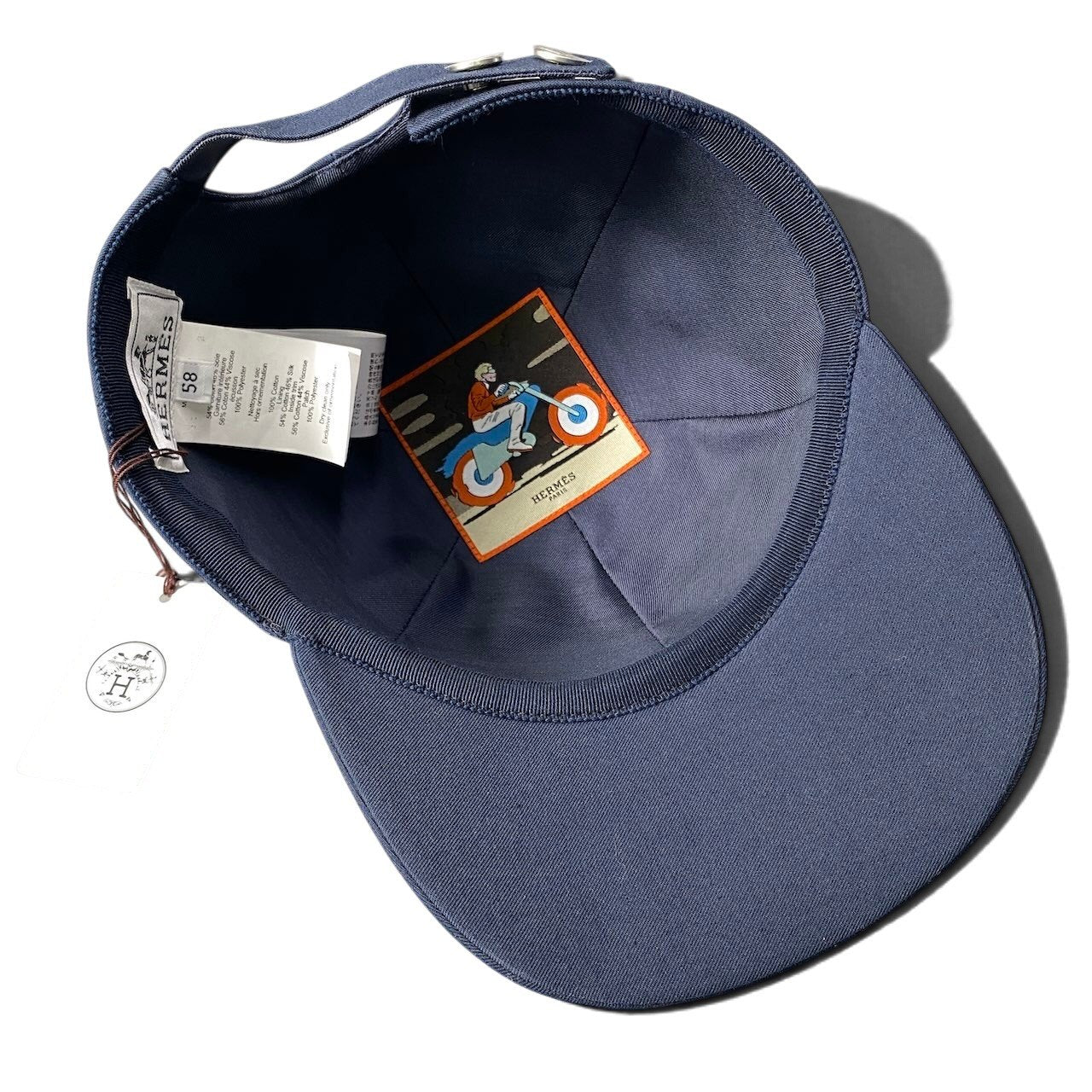 h11 【未使用品】HERMES ライリー H ドロワ 現行品 キャップ ネイビー コットン100％ レディース 女性用