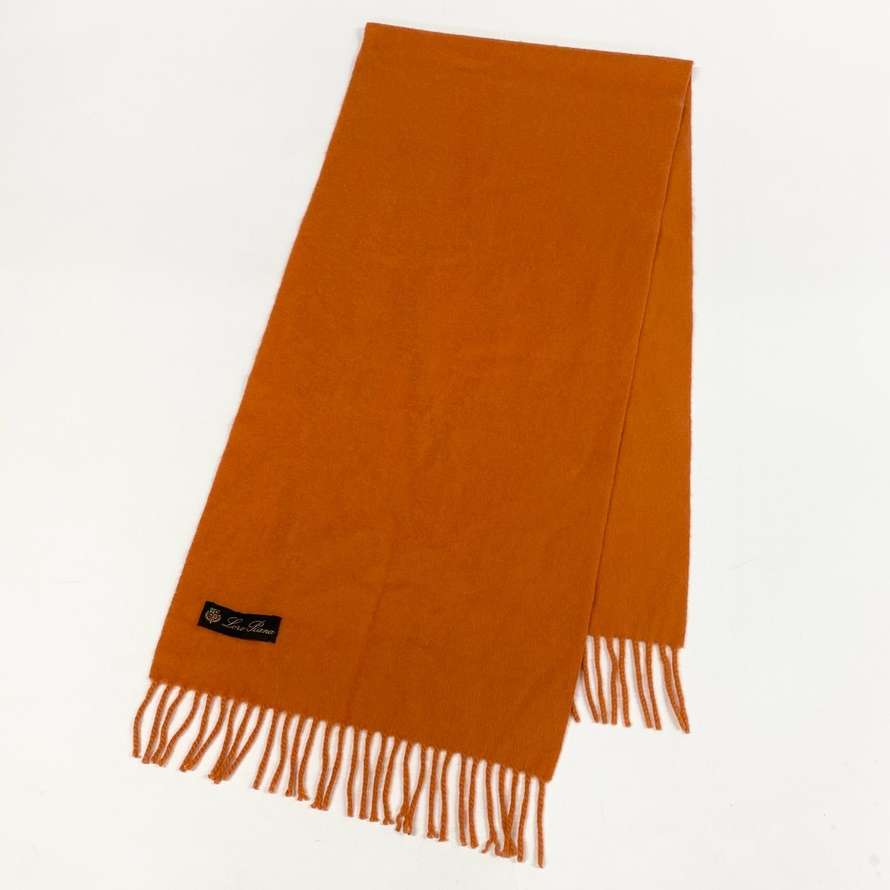 l15 Loro Piana ロロピアーナ カシミヤ100 フリンジマフラー 総カシミア ストール オレンジ カシミヤ メンズ 男性用u02t