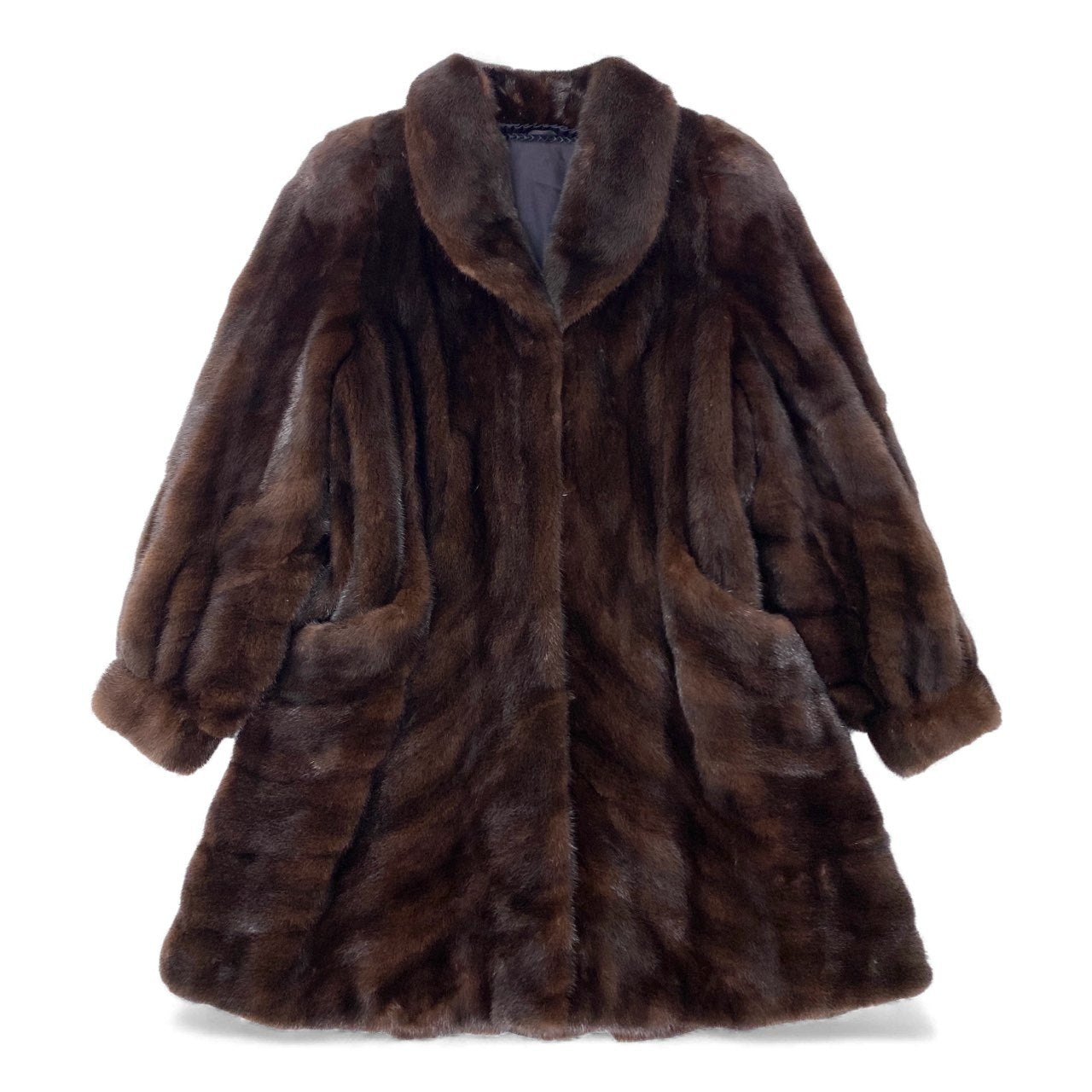 53k11 THE AMERICAN FUR AWARDS ザ アメリカンファーアワード 五つ星 デミバフ 希少デザイン ロングコート F ブラウン 最高級本毛皮t18r