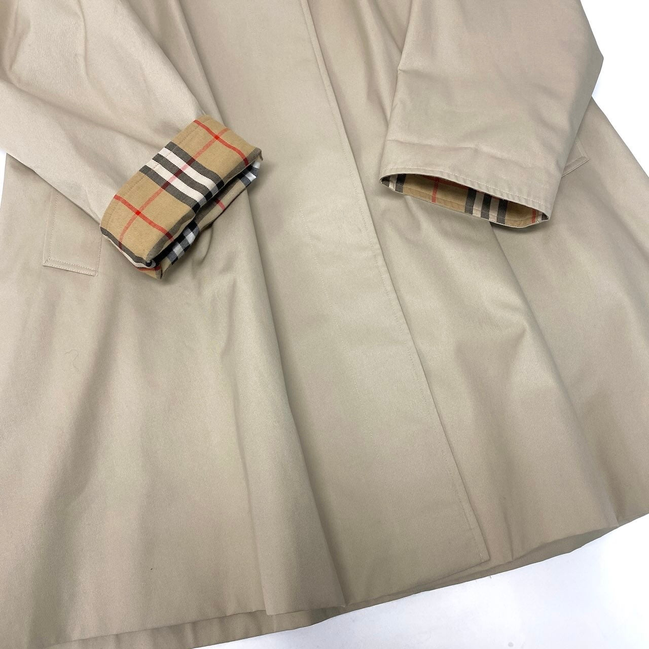 86e1 Burberrys バーバリー 英国製 ステンカラーコート ロングコート ノバチェック  ベージュ レディース 女性服u02t