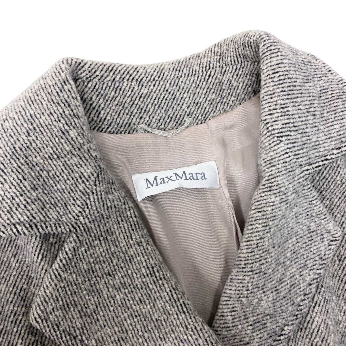 86g15 MaxMara マックスマーラ チェスターコート ロングコート アンゴラ混 ダブルブレスト サイズ40 グレー系 レディース 女性用u02t