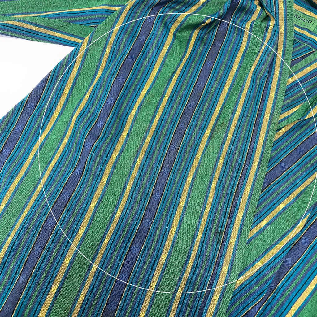 66a12 KENZO ケンゾー vintage ヴィンテージコ ロングコート ガウンコート カシュクール ストライプ柄 羽織 レディース M マルチカラー コットン100％u02t