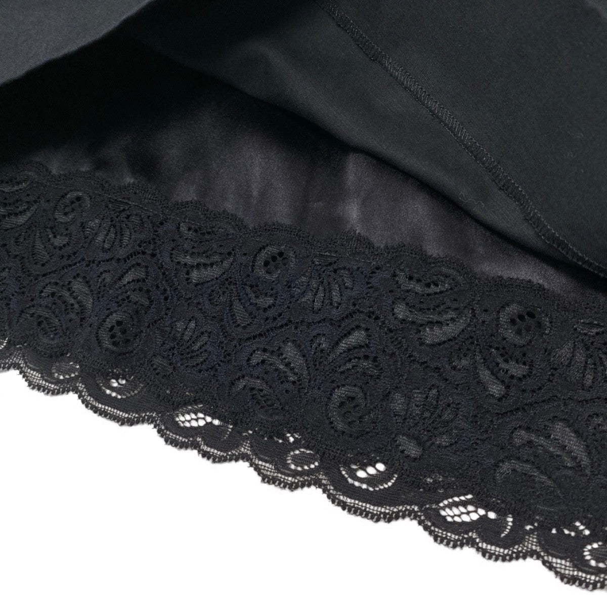 66j4 DOLCE&GABBANA ドルチェアンドガッパーナ ミニスカート  コットンリネン レイヤードレースデザイン イタリア製 36サイズ ブラック レディース 女性用u02t