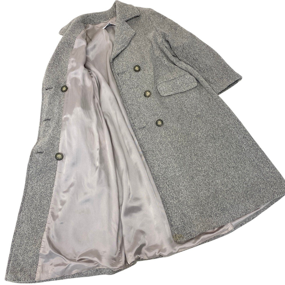 86g15 MaxMara マックスマーラ チェスターコート ロングコート アンゴラ混 ダブルブレスト サイズ40 グレー系 レディース 女性用u02t