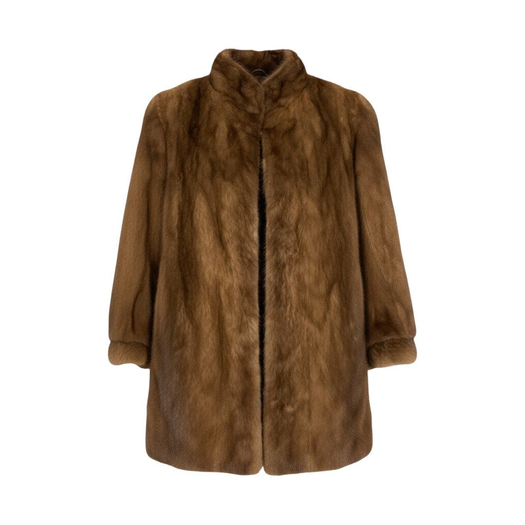 49L8 SAGA MINK サガミンク 銀サガ デミバフミンク ファーコート サイズ13号 ブラウン 最高級本毛皮 MINK FUR ポケット有t18r