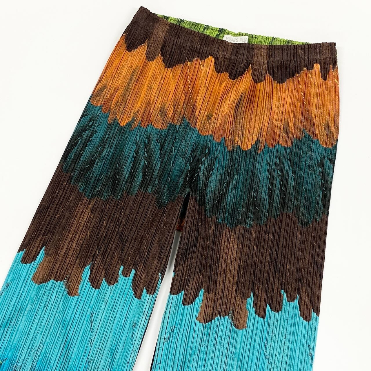 e1 【美品】PLEATS PLEASE 2003 ピーコックパンツ プリーツパンツ PP33-JF711 2サイズ マルチカラー ポリエステル100％ レディース 女性用ta1