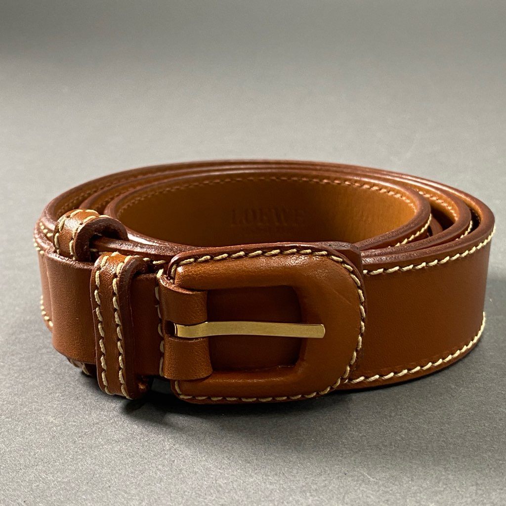 9f23 LOEWE ロエベ レザーベルト 80 ブラウン Leather Belt イタリア製