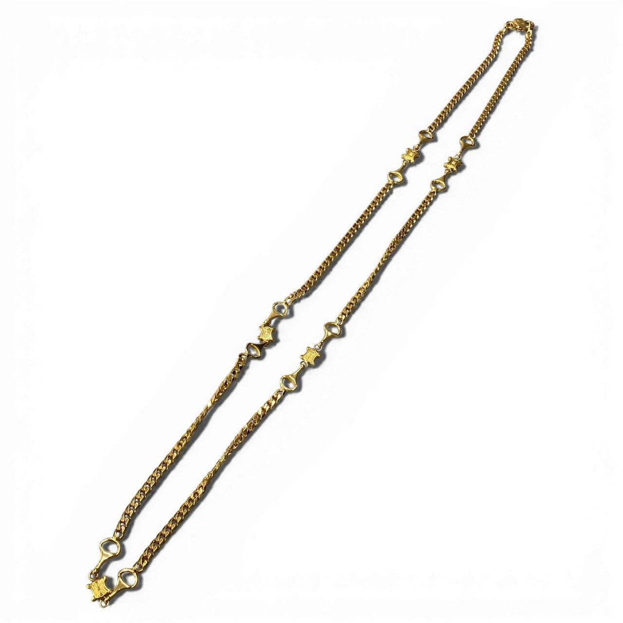 b2 〇 CELINE セリーヌ トリオンフ 喜平 ゴールドチェーン ネックレス Gold Chain Necklace Triomphet18r