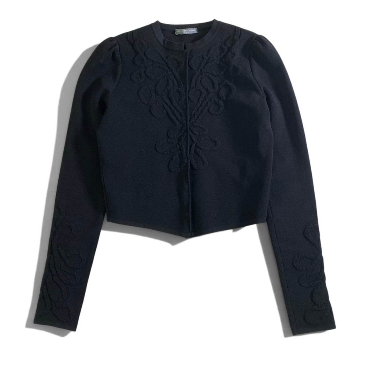 34j26 ALEXANDER MCQUEEN アレキサンダーマックイーン ロングスリーブ カーディガン ニットジャケット サイズXXS ブラック レディースu02t