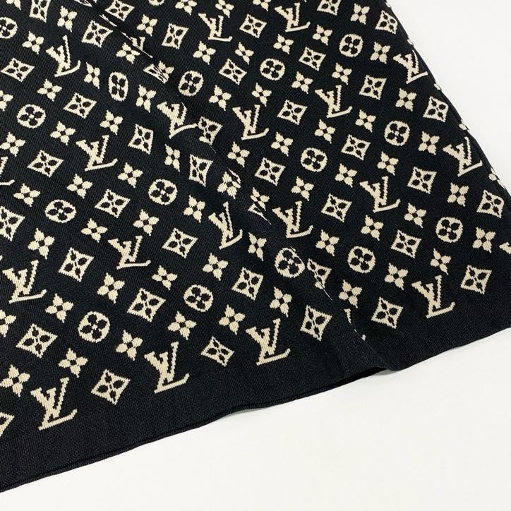 45k18 《美品》 LOUIS VUITTON ルイヴィトン モノグラム ヴィタミンズスポーティジャガードニット チューブ スカート ボトムス 1A93IC XS ブラック コットン シルク