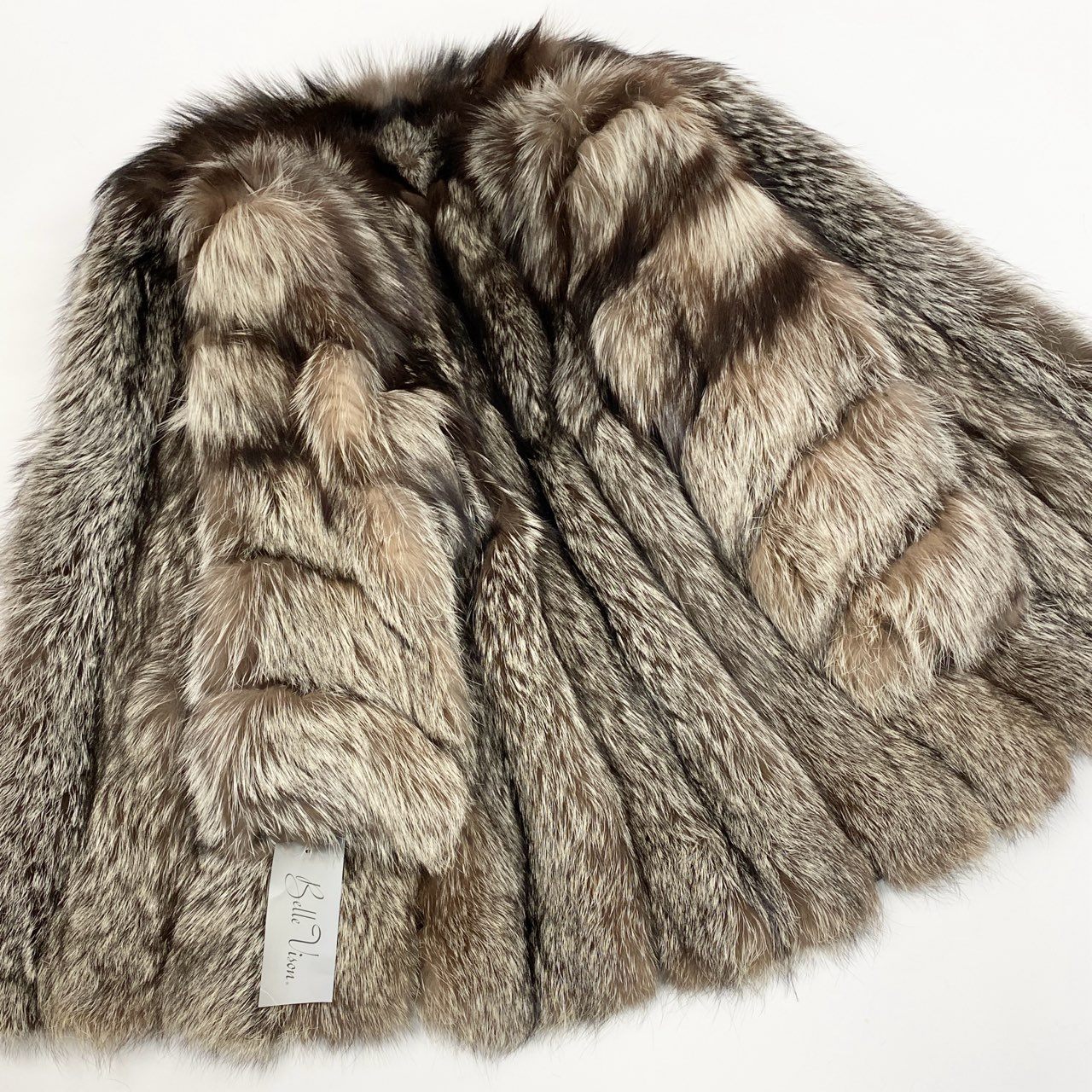 72a15 SAGA FOX ROYAL サガフォックスロイヤル 金サガ シルバーフォックス ロングコート サイズF 最高級本毛皮 Fox Fur Coatt18r