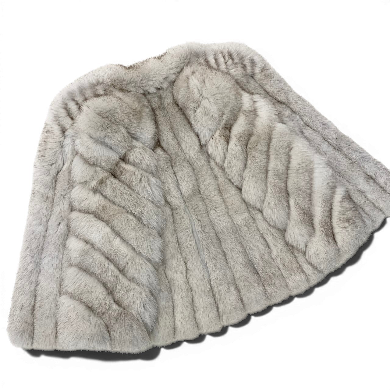 34g1 SAGA FOX サガフォックス 銀サガ ブルーフォックス 横段 ファーコート サイズ9 ホワイト 最高級本毛皮 Fox Fur Coatt18r