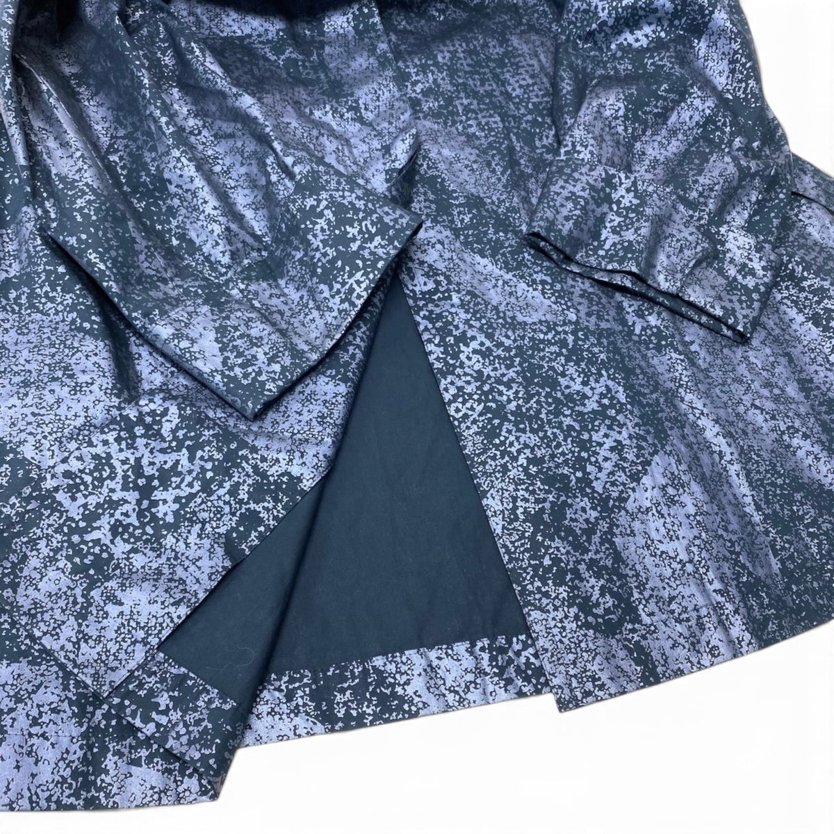 56i16 Christian Dior クリスチャンディオール スタンドカラーコート ロングコート ベルト付 総柄 サイズ7 ネイビー コットン100％ レディースo07t