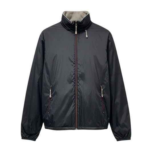 77b26 ZegnaSport ゼニアスポーツ リバーシブルジャケット ブルゾン 3Way フード収納 Lサイズ グレー ナイロン100％ コットン100％ メンズ 男性用u02t