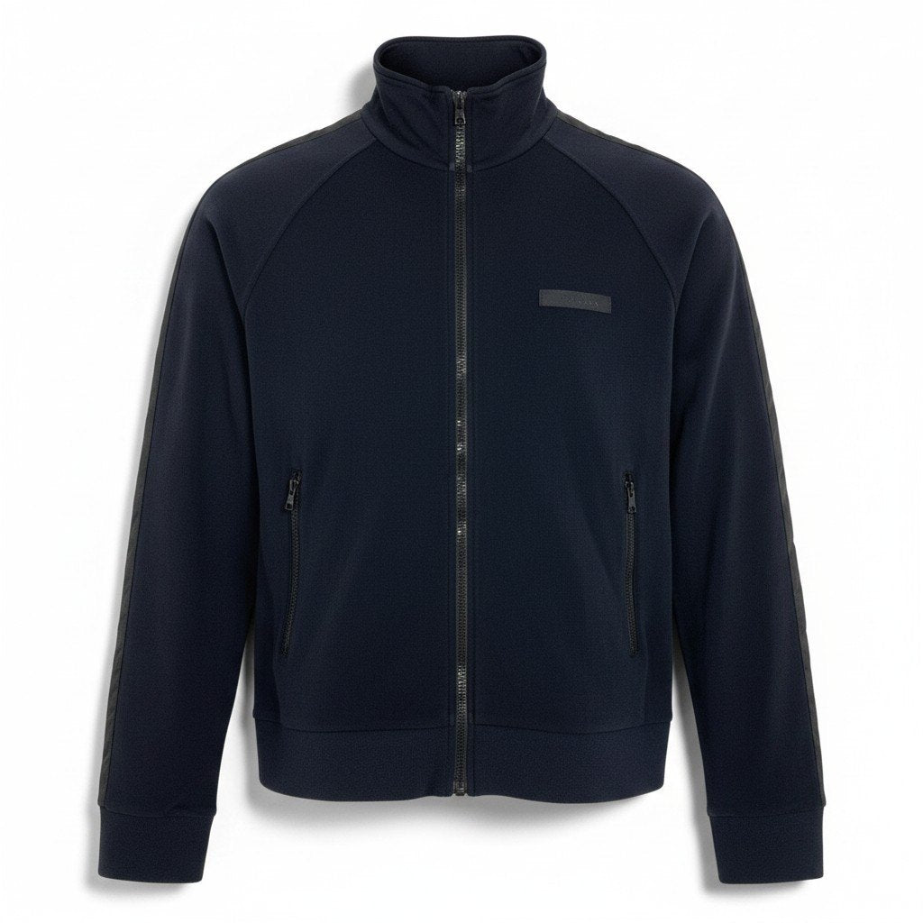 i8 PRADA 2008年 ロゴテープ サイドライン トラックジャケット Sサイズ ブラック メンズ 男性用u02t