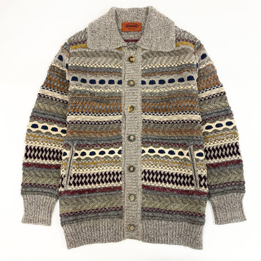62g24 【イタリア製】MISSONI ミッソーニ アルパカ キャメル混紡 ニットカウチン ニットカーディガン サイズ52 マルチカラー メンズ 男性用 大きいサイズ_