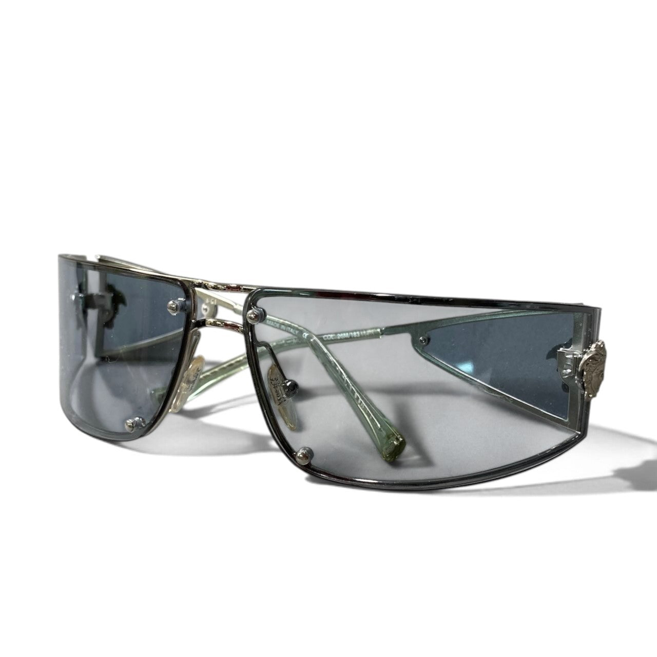 h20 VERSACE ヴェルサーチ サイドレンズサングラス Side-Shield Sunglasses MOD.N23 シルバー クリアブルーt18r