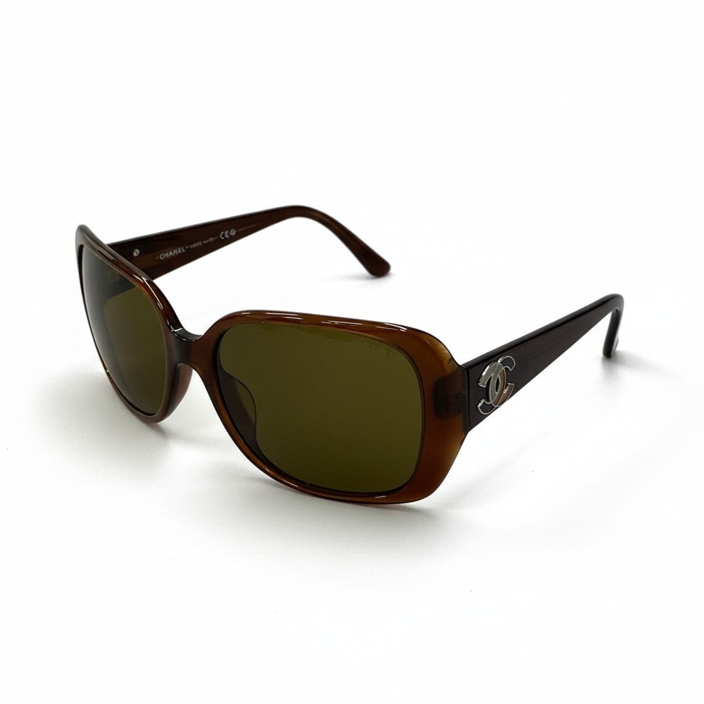 b15 CHANEL シャネル ココマーク サングラス アイウェア 5101 57□18 ブラウン レディースta1