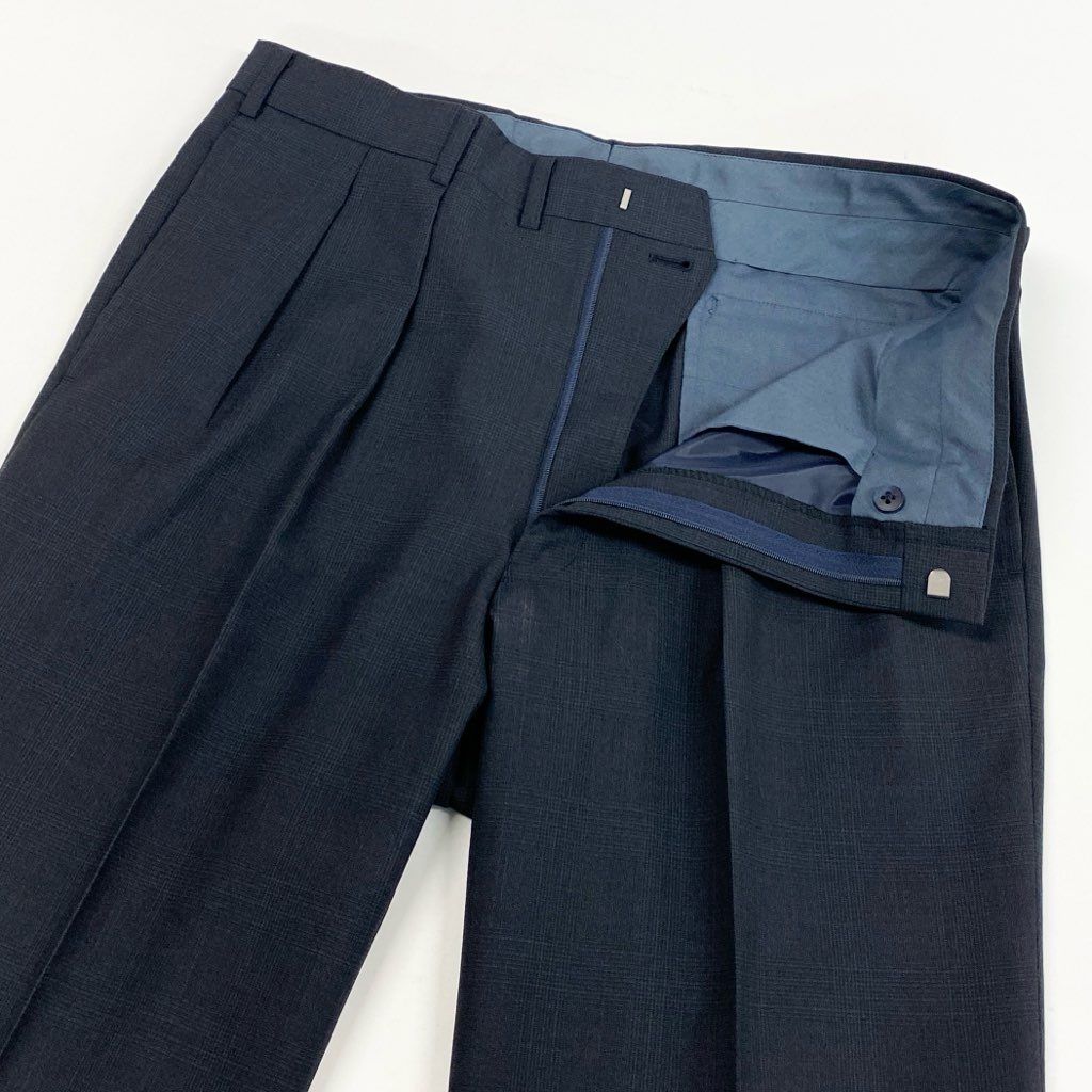 62l24 BURBERRY バーバリー スーツセットアップ テーラードジャケット スラックス チェック BB5サイズ ネイビー ウール100％ メンズo07t