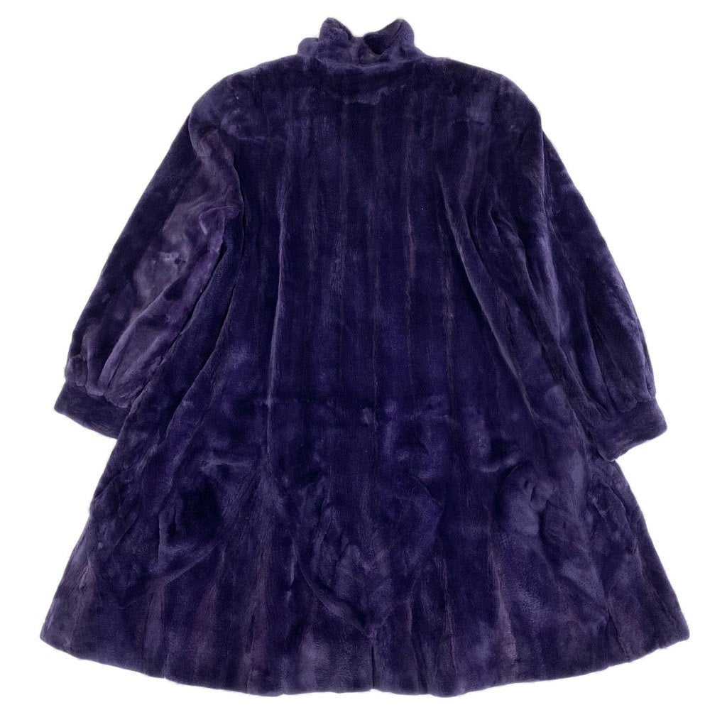 72L15 AMERICAN FUR AWARDS アメリカンファーアワード 4つ星 染め シェアードミンク ロングコート サイズF パープル 最高級本毛皮 MINK FURt18r