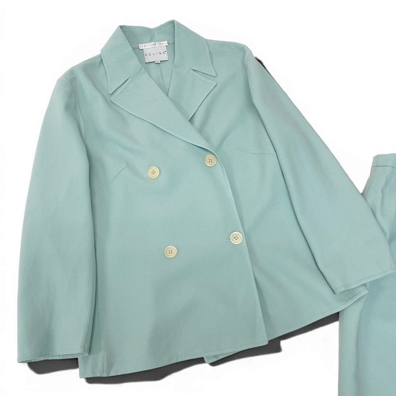Ed22 CELINE セリーヌ スカートセットアップ ジャケット スカート フランス製 40サイズ ブルー系 レディース 女性用nu1