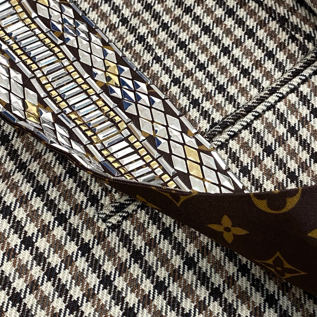 Ij19 【極美品】 LOUIS VUITTON ルイヴィトン 20aw ガンクラブチェック ノーカラージャケット RW202B YXO FJB87 サイズ38 マルチカラー ウール100％ レディースu02t
