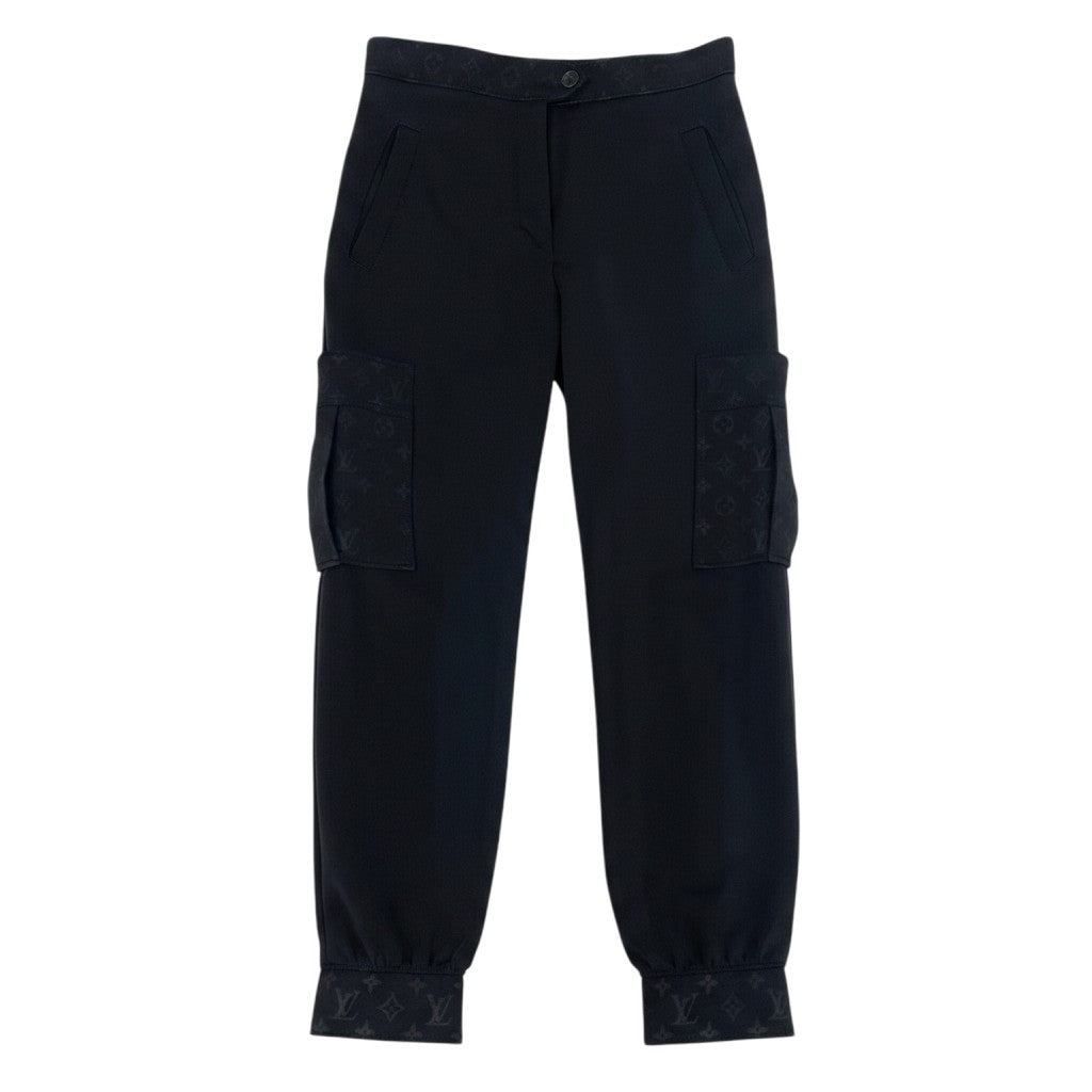 h17 定価￥314,600 LOUIS VUITTON ルイヴィトン モノグラム ディティールカーゴパンツ Monogram Detail Cargo Pants size 38 ブラックt18r