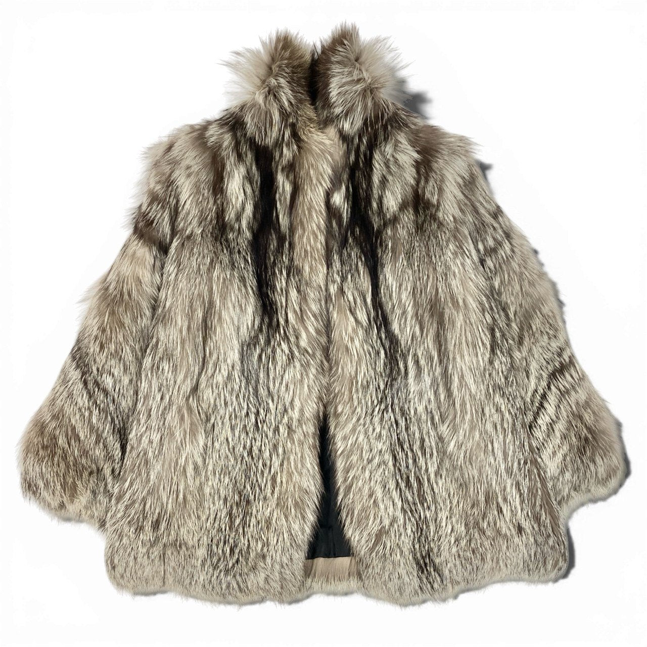 43a21 シルバーフォックス ファーコート サイズ11 本毛皮 Silver Fox Fur Coat 毛並み◎t18r