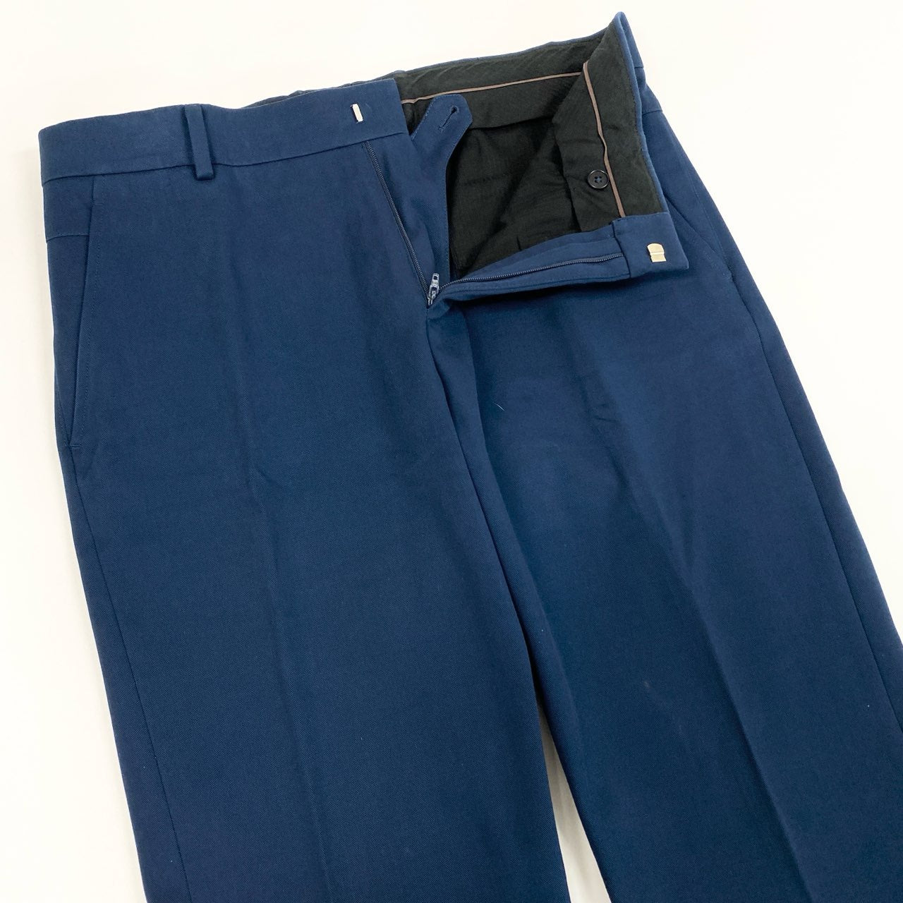 31b11 HERMES エルメス イタリア製 スラックス チノパンツ ボトムス センタープレス 42 ネイビー コットン メンズk02i