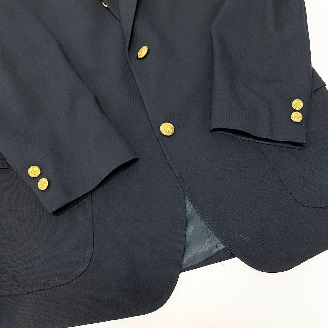 82c27 Brooks Brothers ブルックスブラザーズ テーラードジャケット 金ボタン 紺ブレ USA製 ウールジャケット メンズ 男性用 ブラック ウール100％u02t