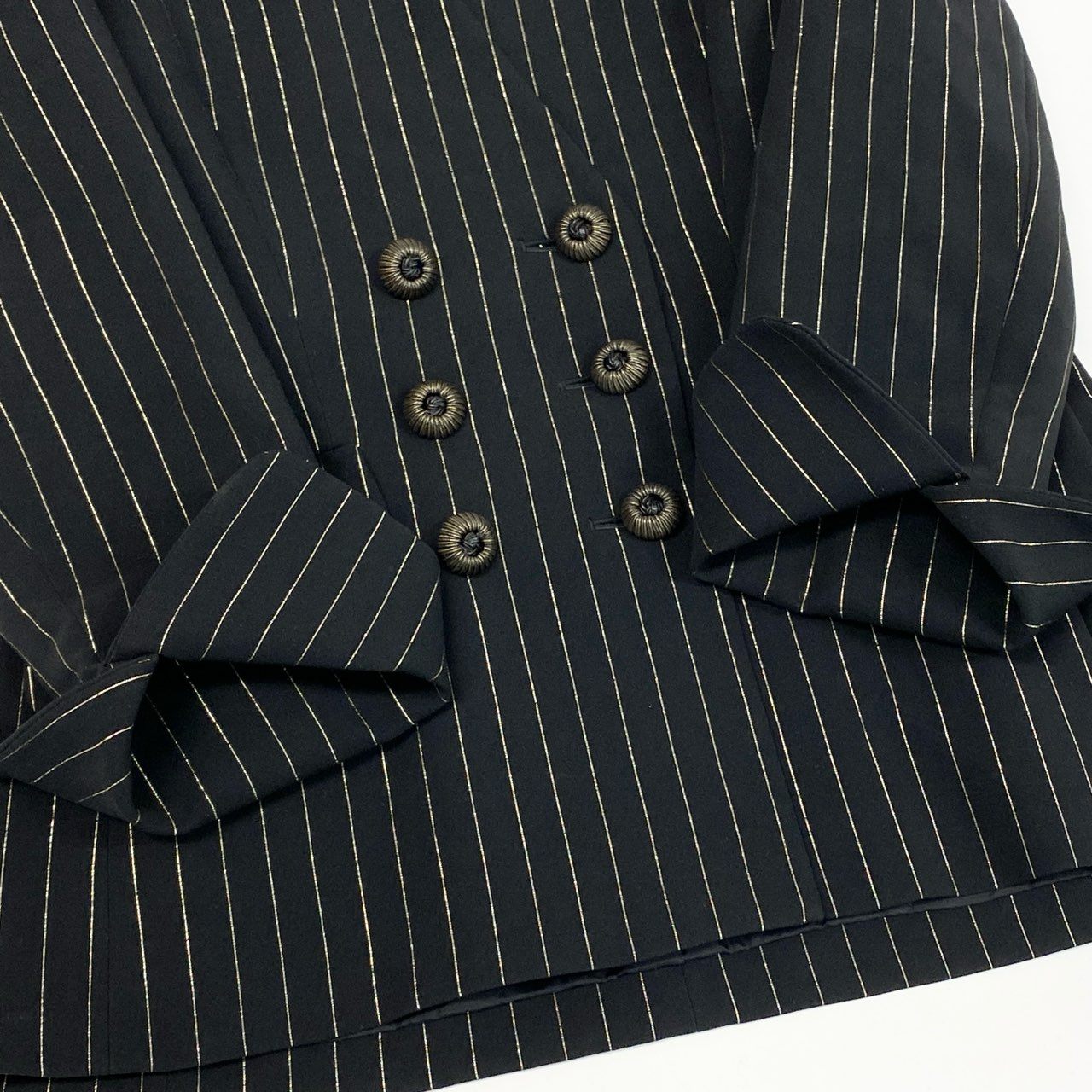 59L15 Vintage Christian Dior クリスチャンディオール ヴィンテージ オールド ダブルブレスト スカートスーツ セットアップ 装飾ボタン ジャケット 11 スカート 9 レディースu02t