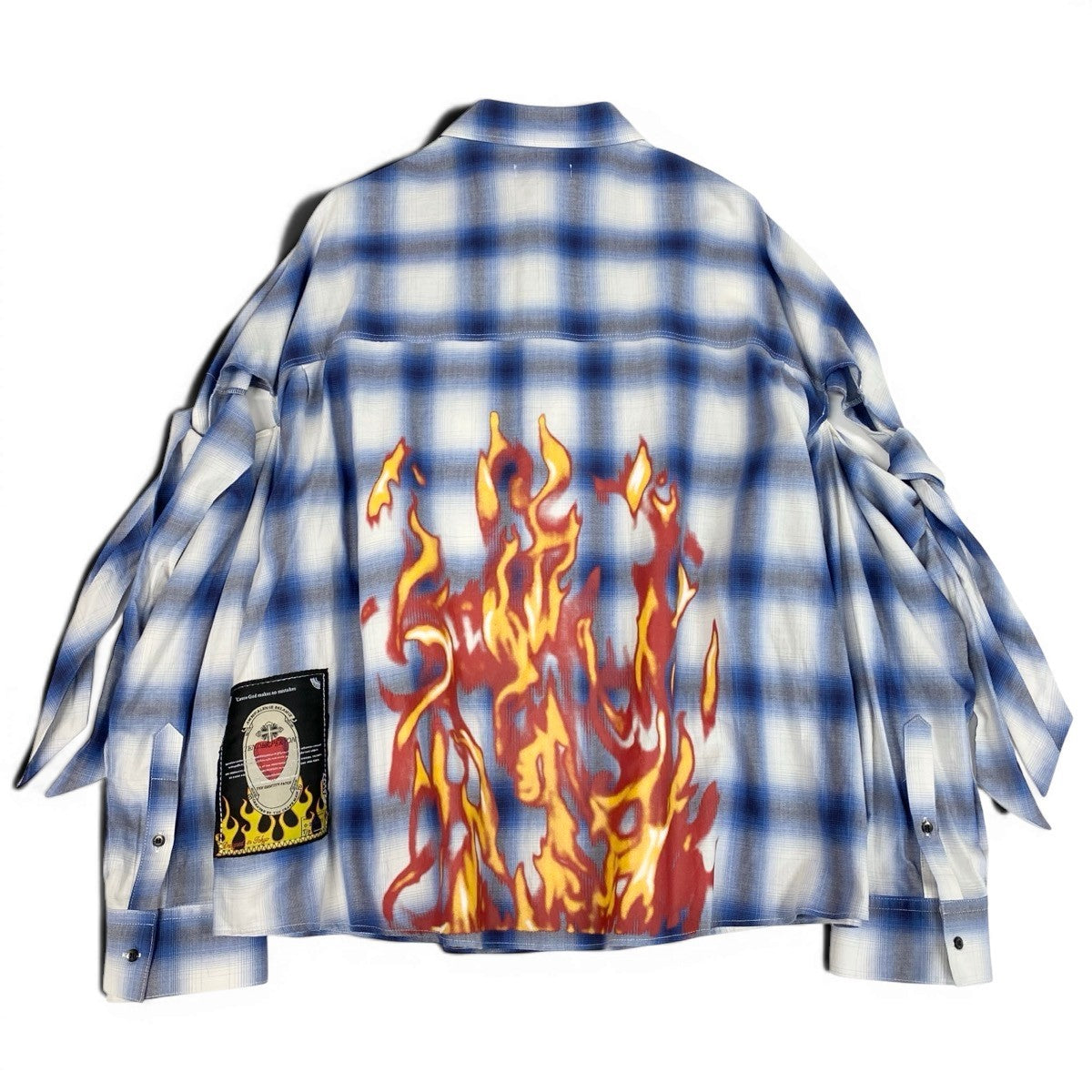 70g2 TENDER PERSON テンダーパーソン MUSUBI SHIRT ムスビシャツ デザインシャツ バックプリント チェック柄 GB-TO-4206 4 ブルー コットン100％ ユニセックス 男女兼用o07t