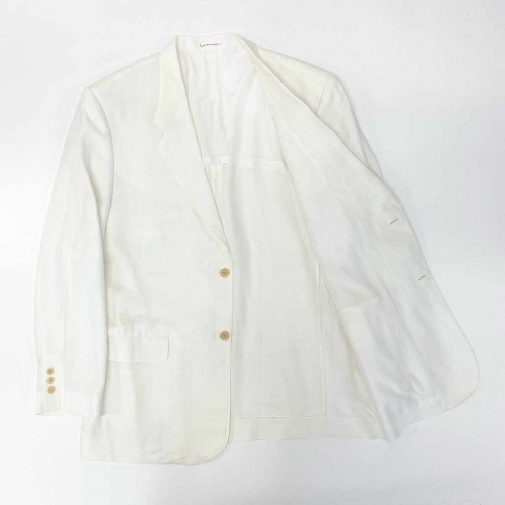 40l25 Papas パパス テーラードジャケット サマージャケット ブレザー 50 ホワイト リネン メンズ 紳士服u02t