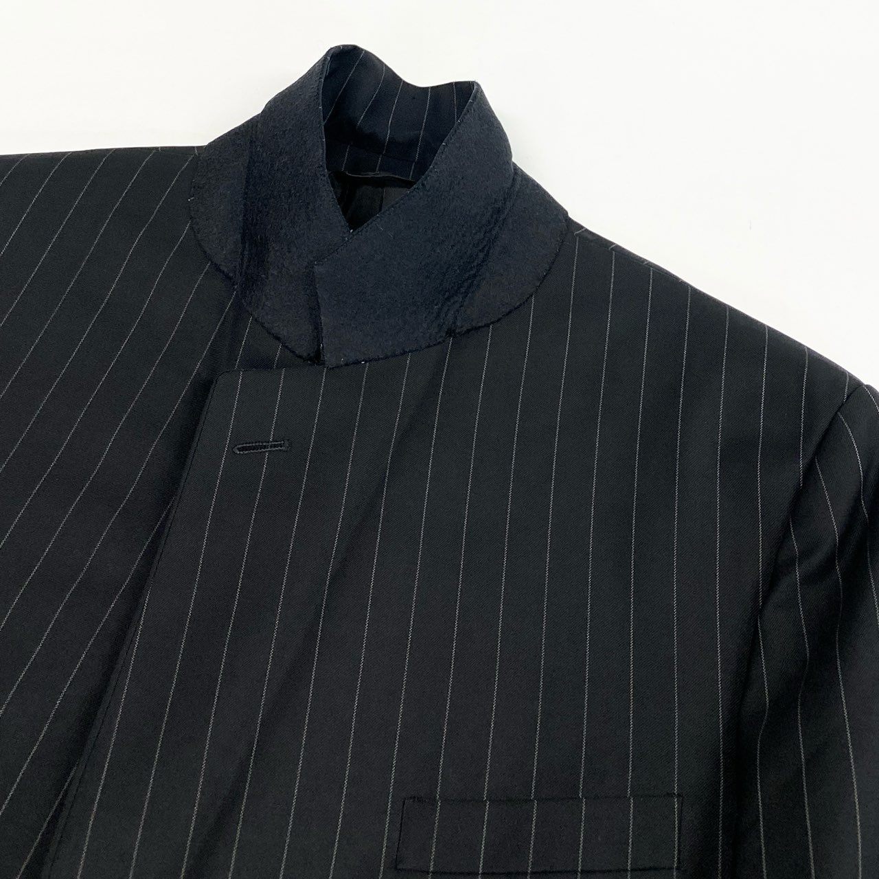 68L11 GIORGIO ARMANI ジョルジオアルマーニ シングルスーツ セットアップ ビジネス テーラードジャケット スラックス 52 ブラック ストライプ ピュアウール メンズ 男性用 イタリア製u02t