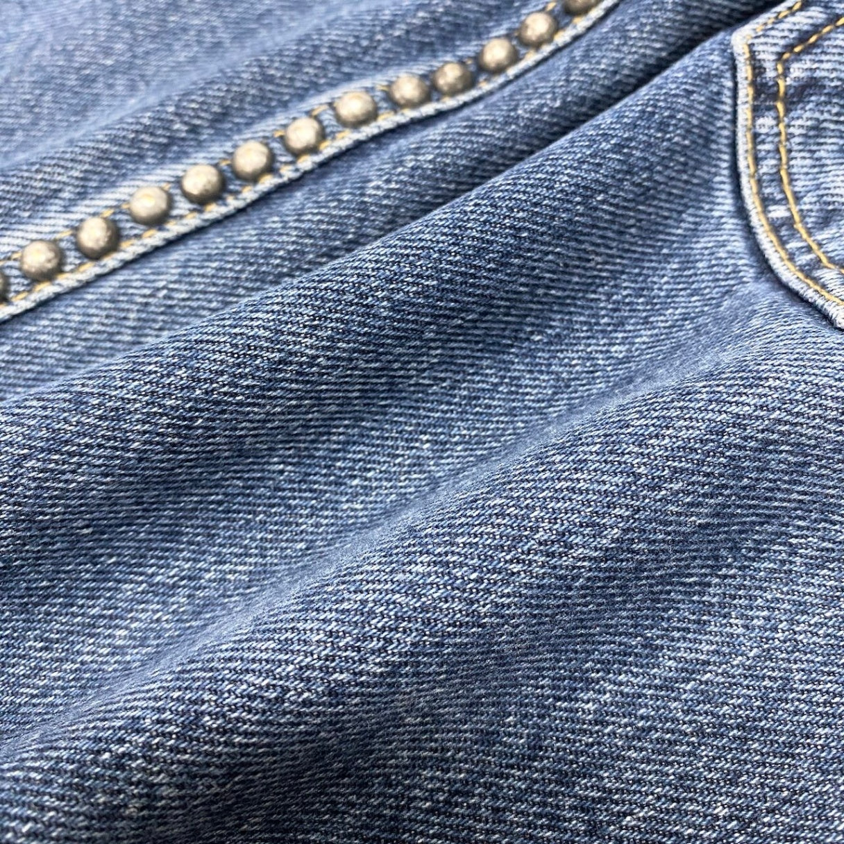 Ee27 SAINTLAURENT サンローラン スタッズ デニム ミニスカート サイズ24 インディゴブルー コットン100％ レディース 女性服u02t
