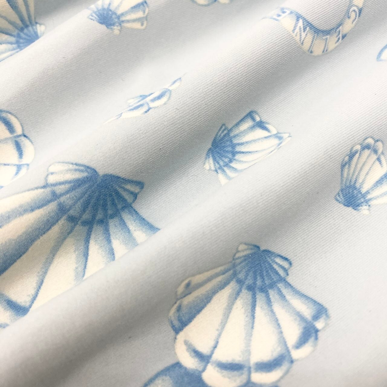 Ic30  CELINE セリーヌ マリン柄 半袖Tシャツ クルーネック カットソー 総柄 伸縮ストレッチ レディース 女性服 ライトブルーu02t