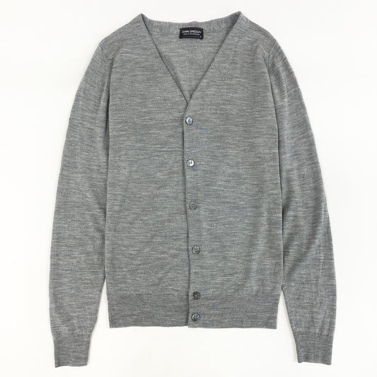 30lh29 JOHN SMEDLEY ジョンスメドレー Vネックカーディガン ウールカーディガン ニット トップス Sサイズ グレー メンズ 男性用u02t