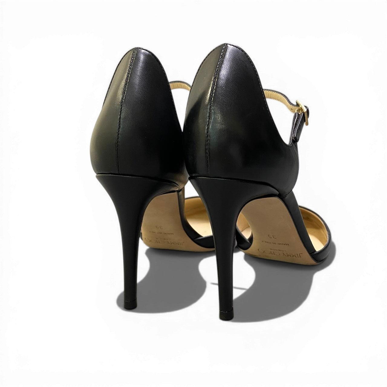 Ad2 【未使用】JIMMY CHOO ジミーチュウ MARNY 85 レザーパンプス サイズ39 ブラック レディースta1