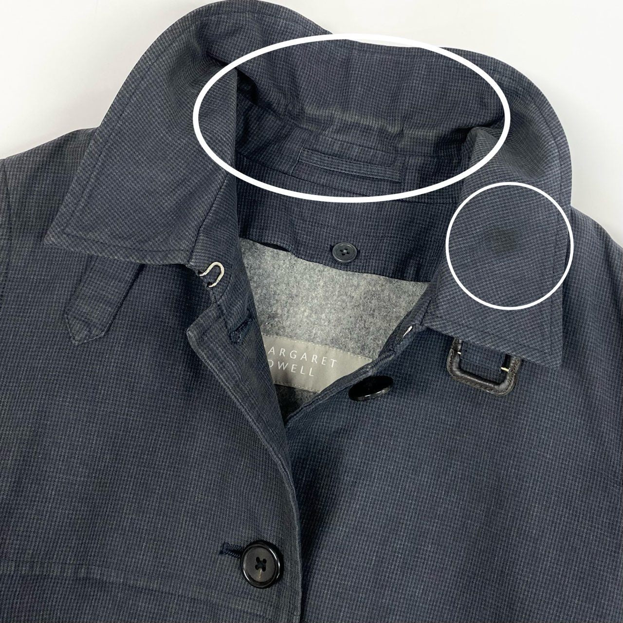 13j29 MARGARET HOWELL マーガレットハウエル ショートトレンチコート ジャケット アウター ライナー着脱可 578-212904 1サイズ ネイビー レディースu02t