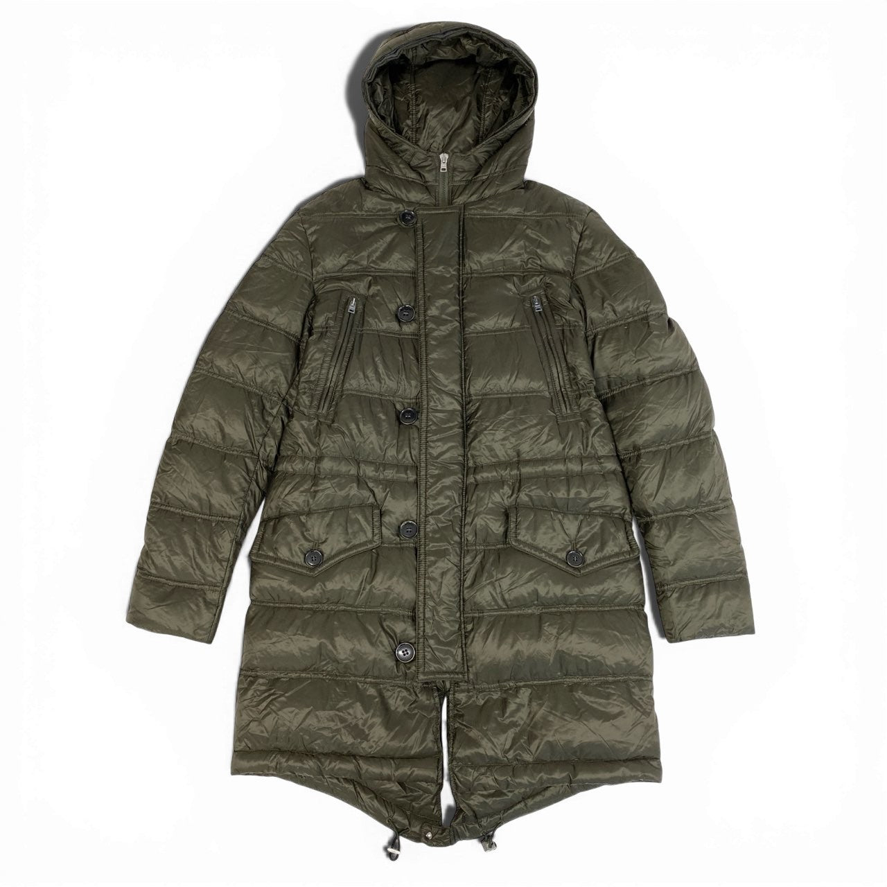 10a13 HERNO ヘルノ フーデット ダウンコート アウター ダブルジップ レディース 女性用 サイズ44 ダークブラウンu02t