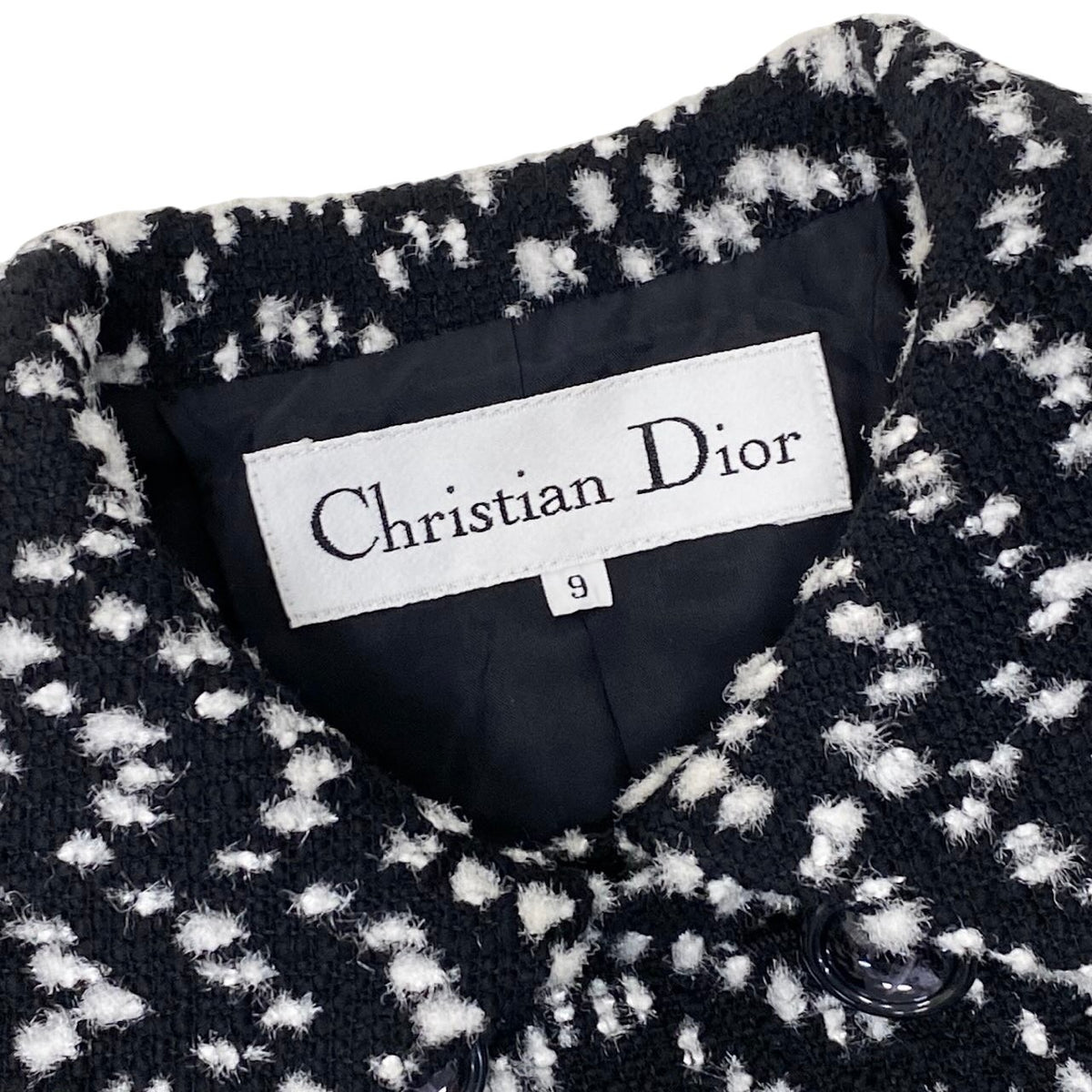 25i27 Christian Dior クリスチャンディオール スカートセットアップ ツイード ジャケット スカート 9サイズ ブラック ホワイト レディース 女性用u02t