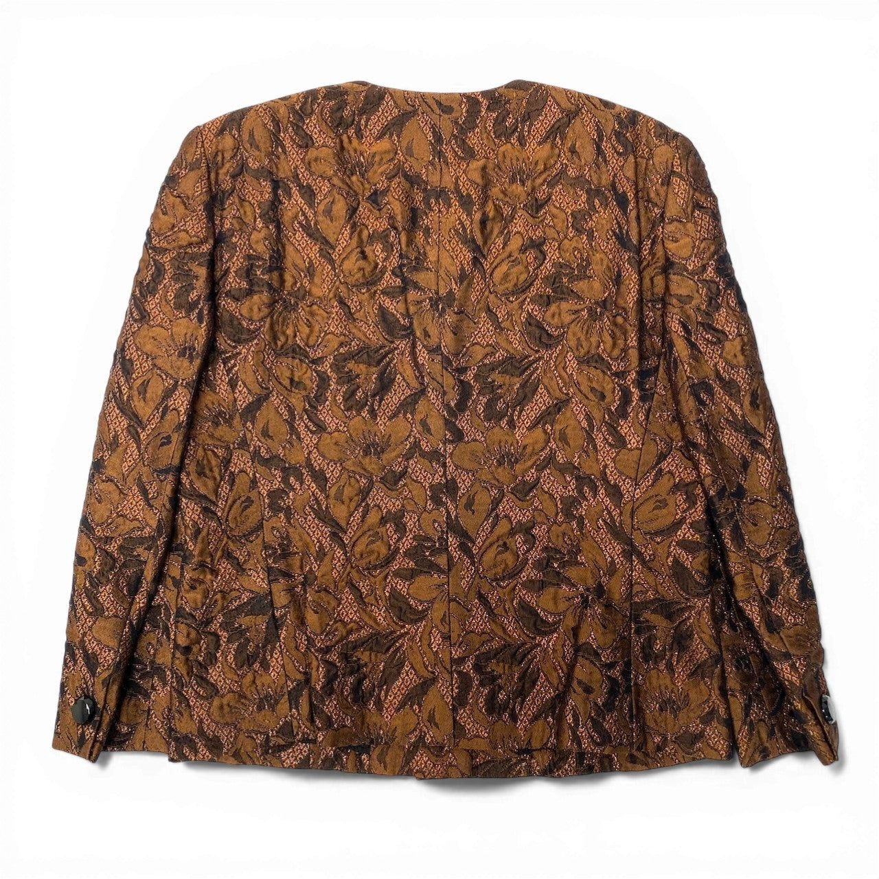 48c18 GIVENCHY ジバンシー Vintage ノーカラージャケット スクエアネック 花柄ジャケット アウター 13サイズ オレンジ レディース 女性用u02t