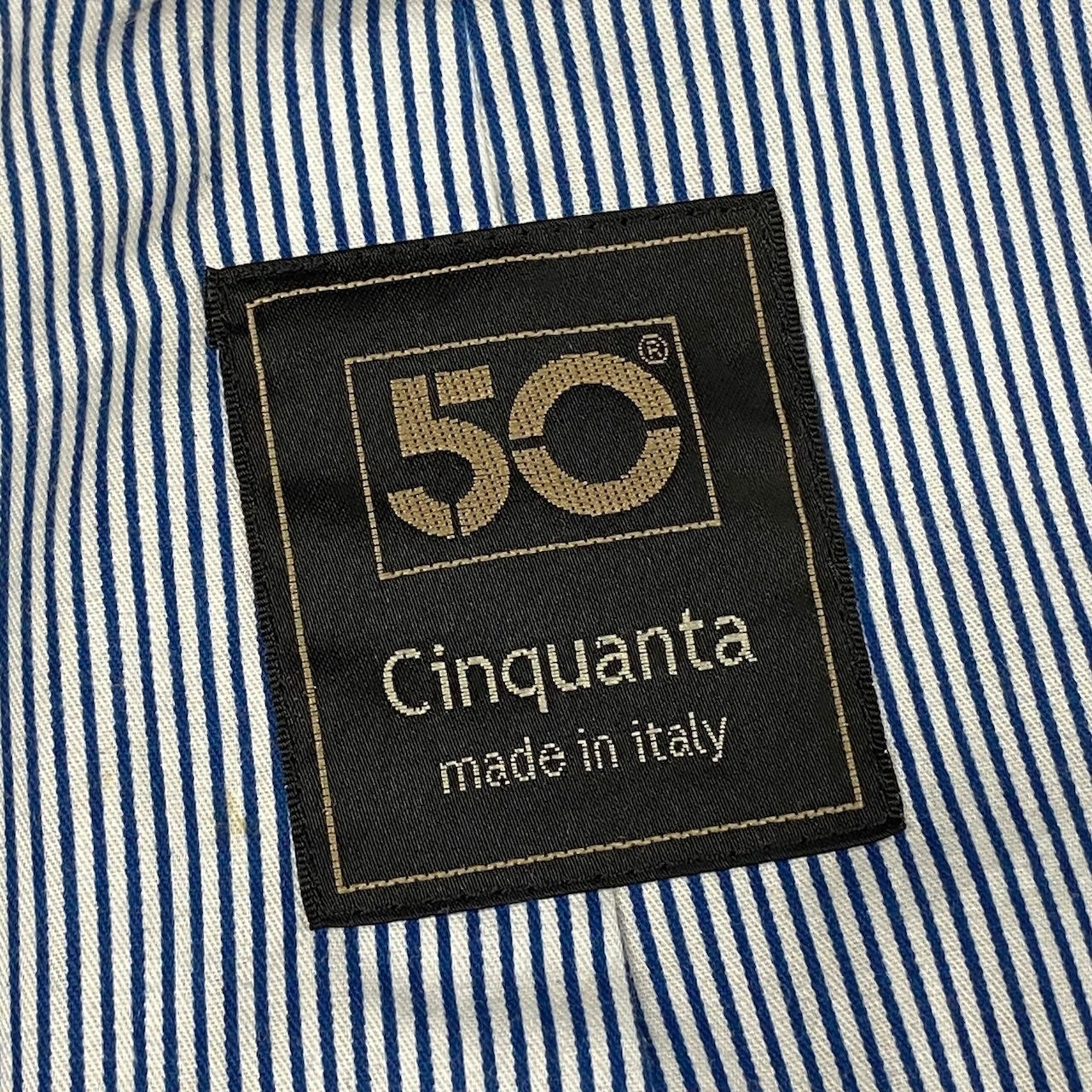 64d16 Cinquanta チンクアンタ レザージャケット ブルゾン スウェードレザー 裏地ストライプ 羊革 イタリア製 サイズ48 ネイビー ブラック メンズ 紳士服u02t
