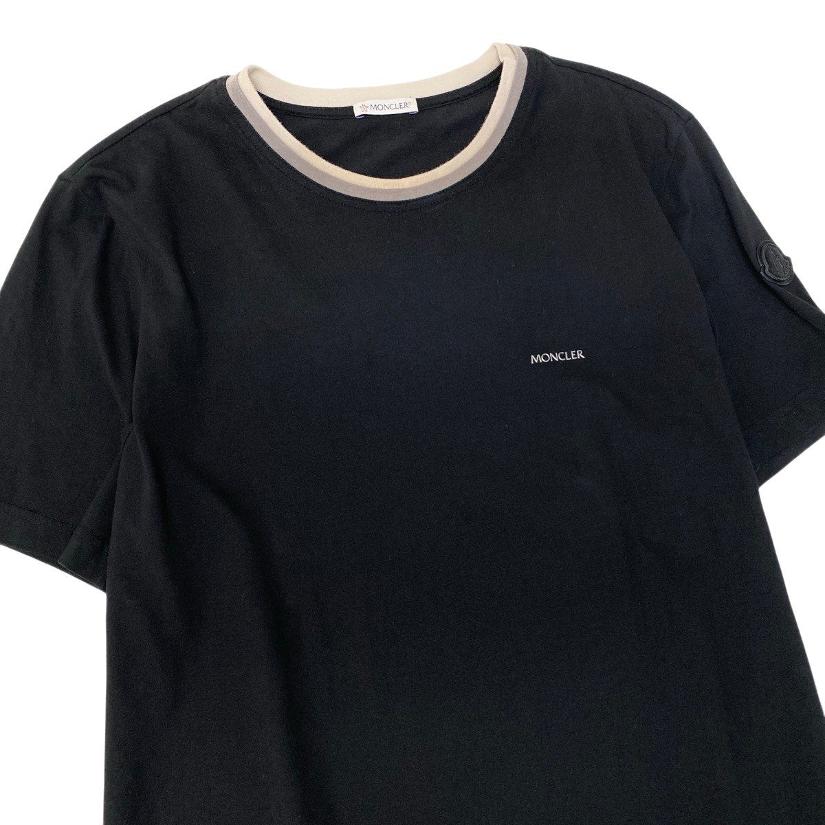 Mf18 MONCLER モンクレール アイコンレザーパッチ Tシャツ Icon Leather Patch T-Shirt サイズM ブラック カットソーt18r