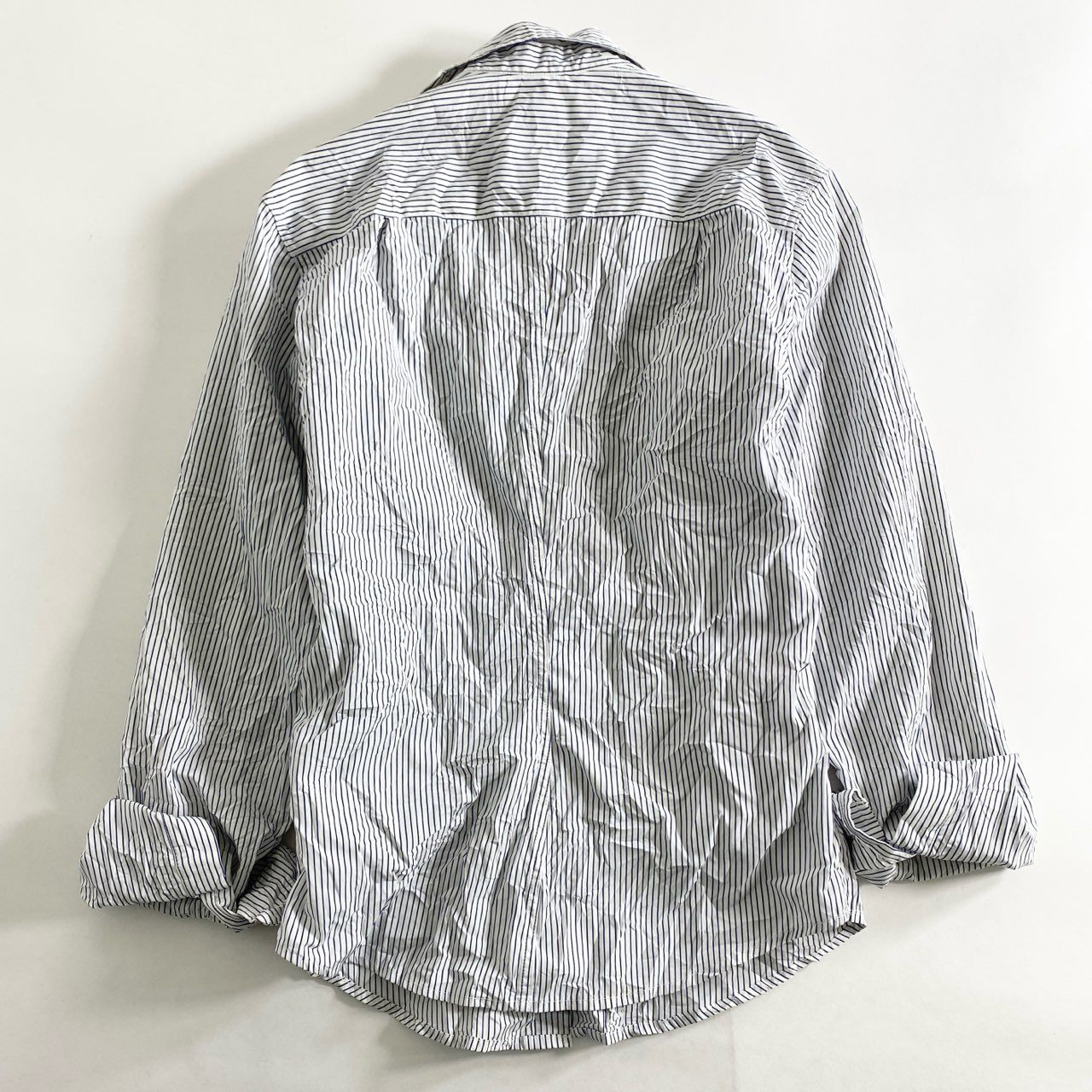 42d4 Frank&Eileen フランクアンドアイリーン ストライプシャツ XS ブルー オープンカラー 長袖 Long Sleeve Shirt