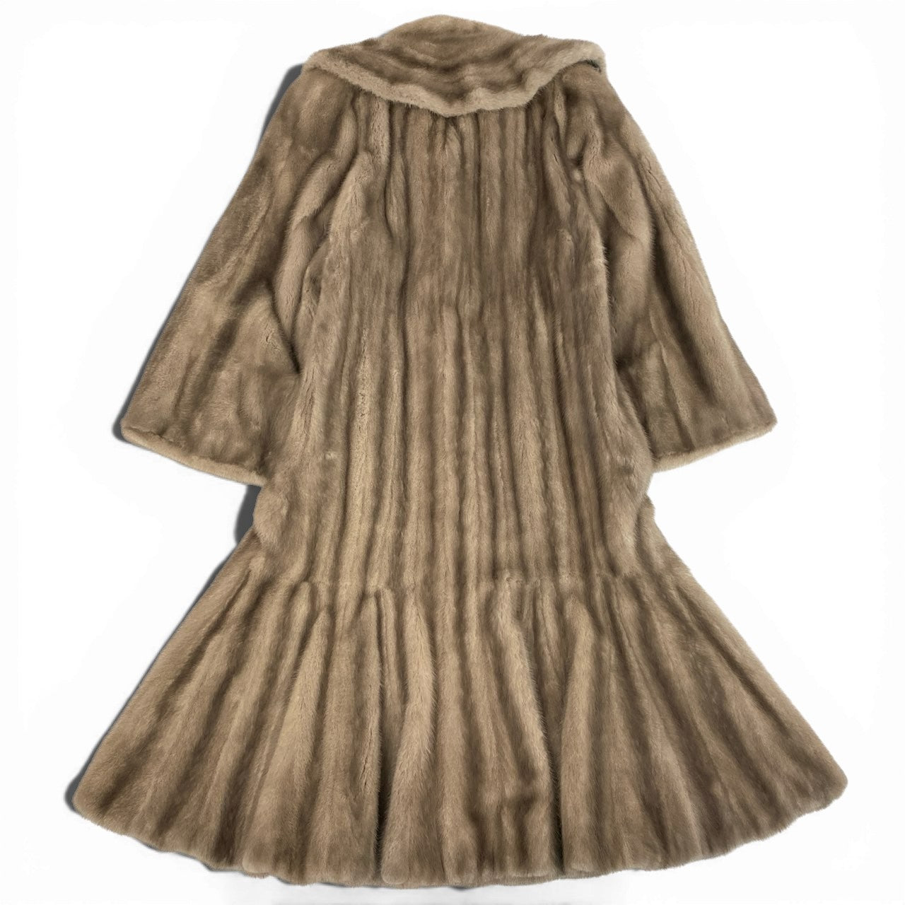 82a27 SAGA MINK サガミンク 銀サガ 衿付き サファイアミンク 丈120cm 裾フリル 超ロングコート サイズ13 シルバーグレー 最高級本毛皮 Mink Fur Long Coatt18r